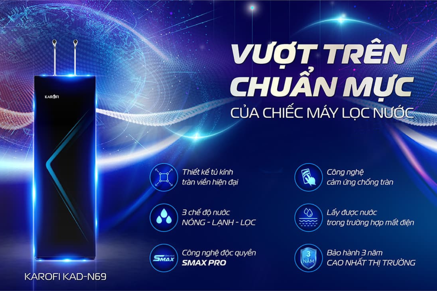 Máy lọc nước Karofi KAD-N69 tạo điểm nhấn đẳng cấp cho mọi không gian sống