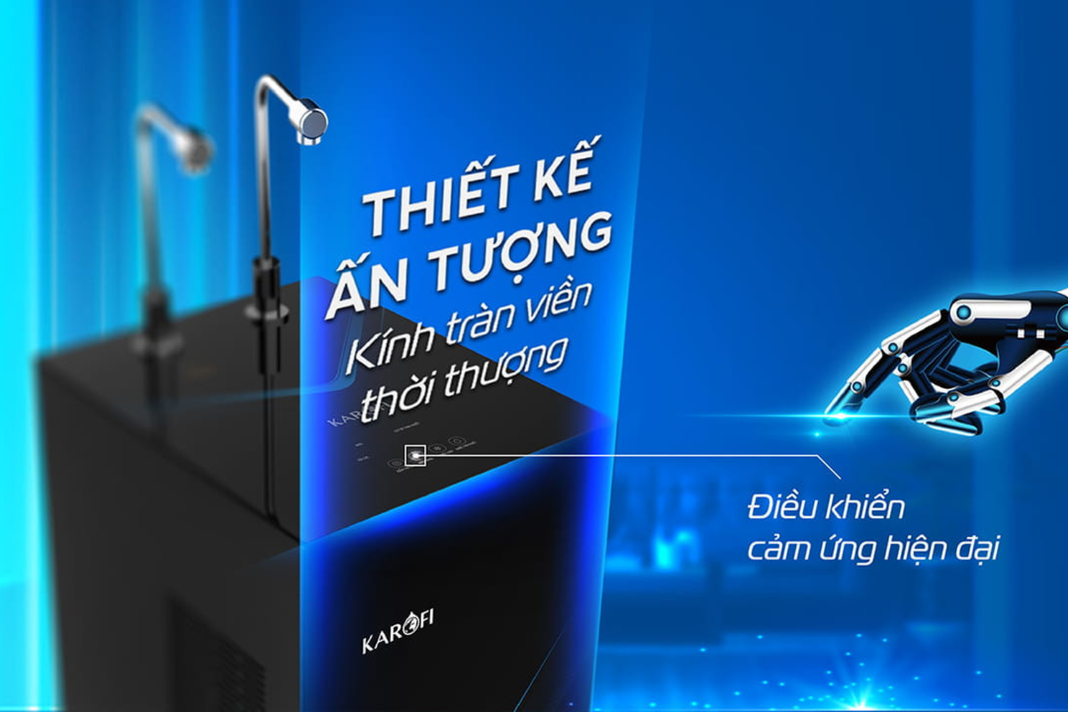 Máy lọc nước nóng lạnh Karofi KAD-N69 có&nbsp;thiết kế tủ đứng tràn viền hiện đại