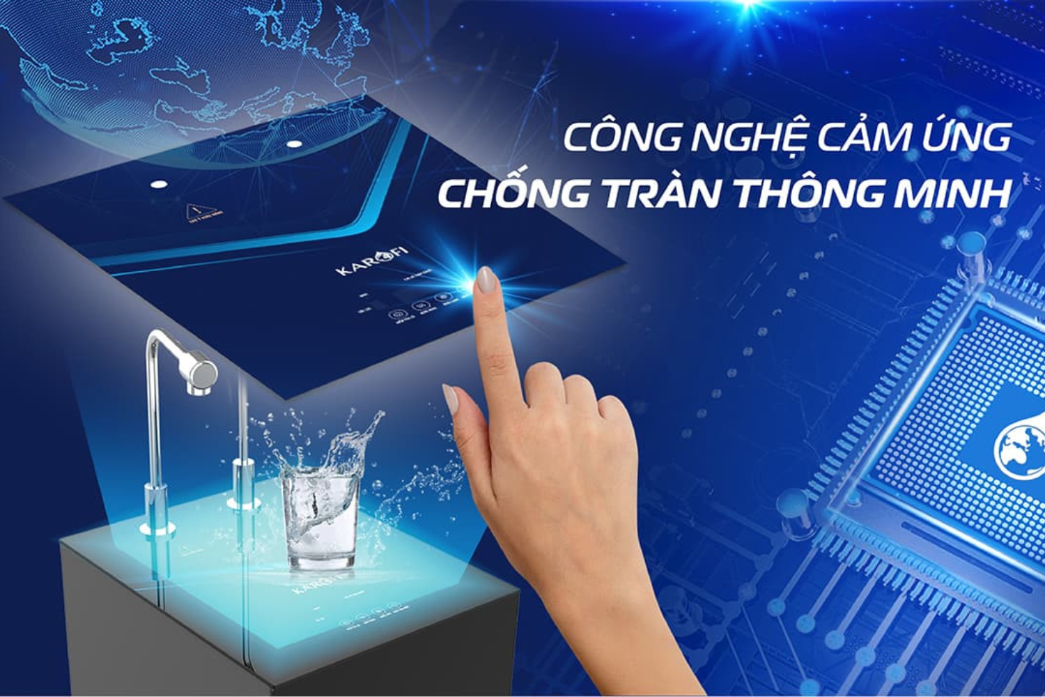 Khi phát hiện nước rò rỉ hoặc tràn ra ngoài, hệ thống sẽ tự động ngắt nguồn