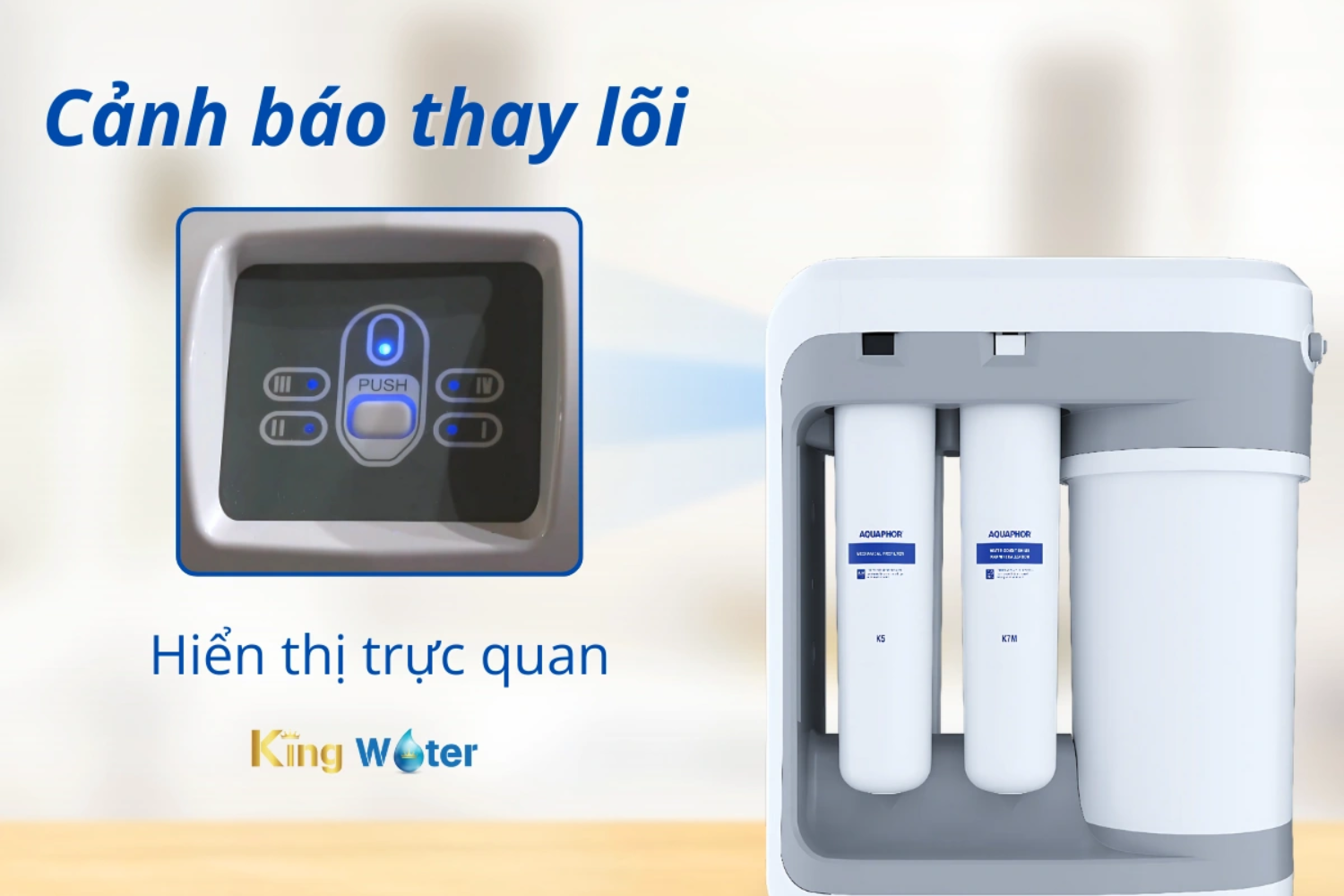 Aquaphor RO-201 cung cấp cho người dùng những thông tin trực quan về tình trạng hoạt động của máy