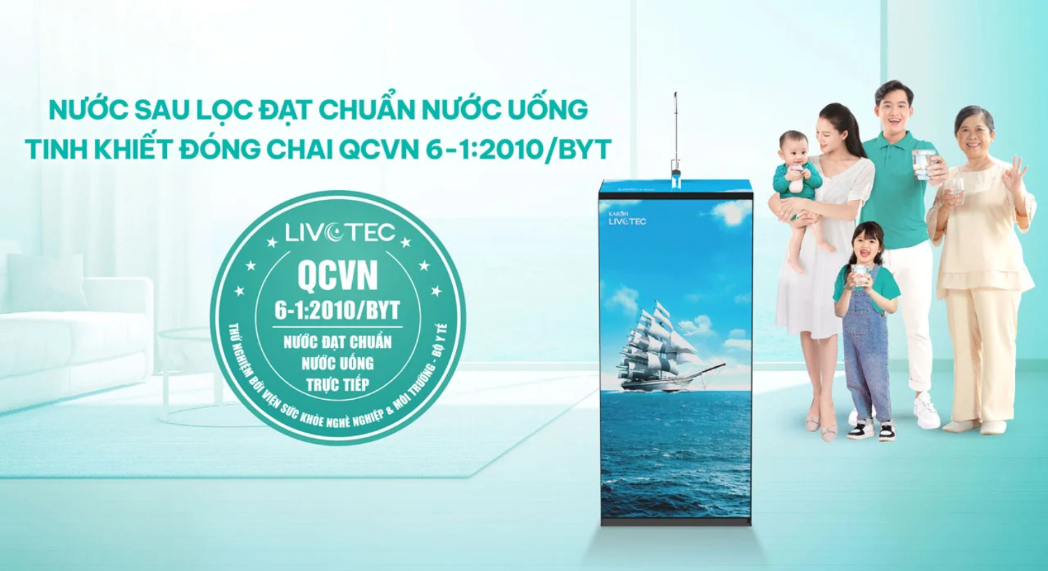 Nguồn nước sau lọc từ Karofi Livotec 506 đạt chuẩn QCVN 6-1:2010/BYT