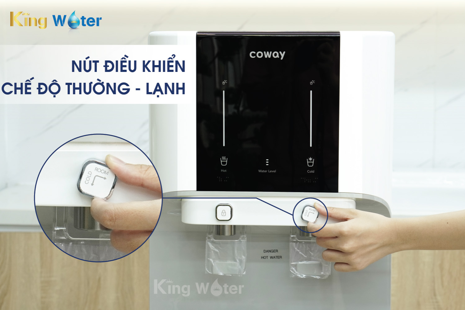 Thay đổi chế độ nước thường - lạnh bằng thao tác xoay