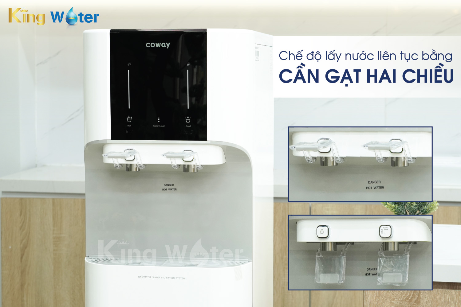 Cần gạt 2 chiều có thể nâng lên cố định lấy nước liên tục