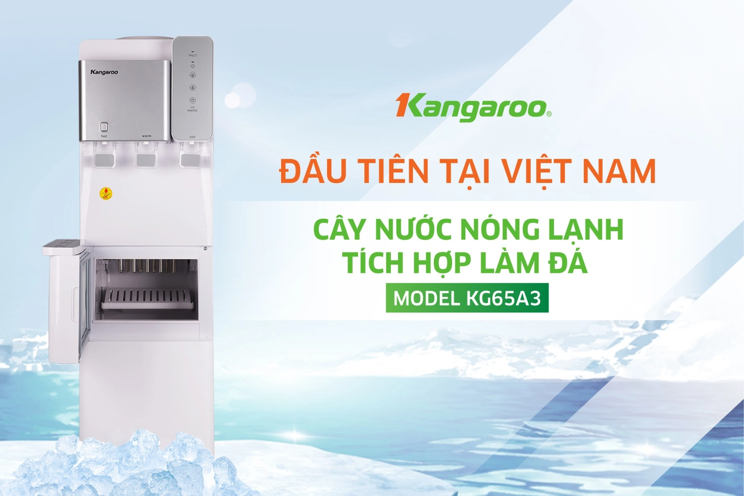 Cây nước nóng lạnh Kangaroo KG65A3 là thiết bị đa năng 4-trong-1 tiên phong tại Việt Nam