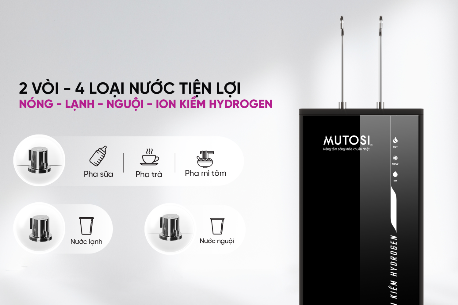 Máy lọc nước Mutosi MP-S1021H được thiết kế hướng đến nhu cầu sử dụng đa dạng