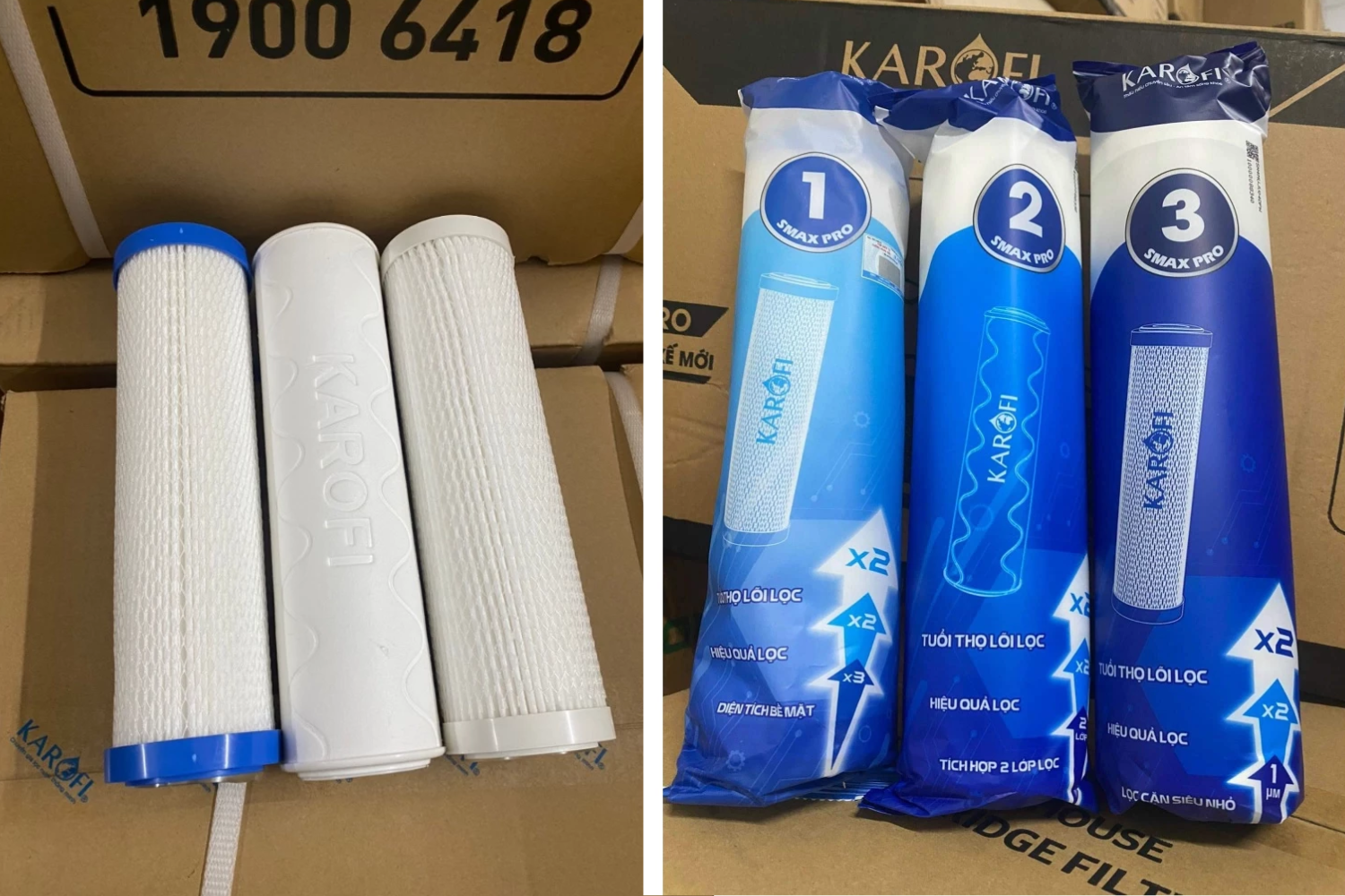 Bộ 3 lõi lọc thô Karofi Smax Pro (trung gian giữa Duo và Pro V)