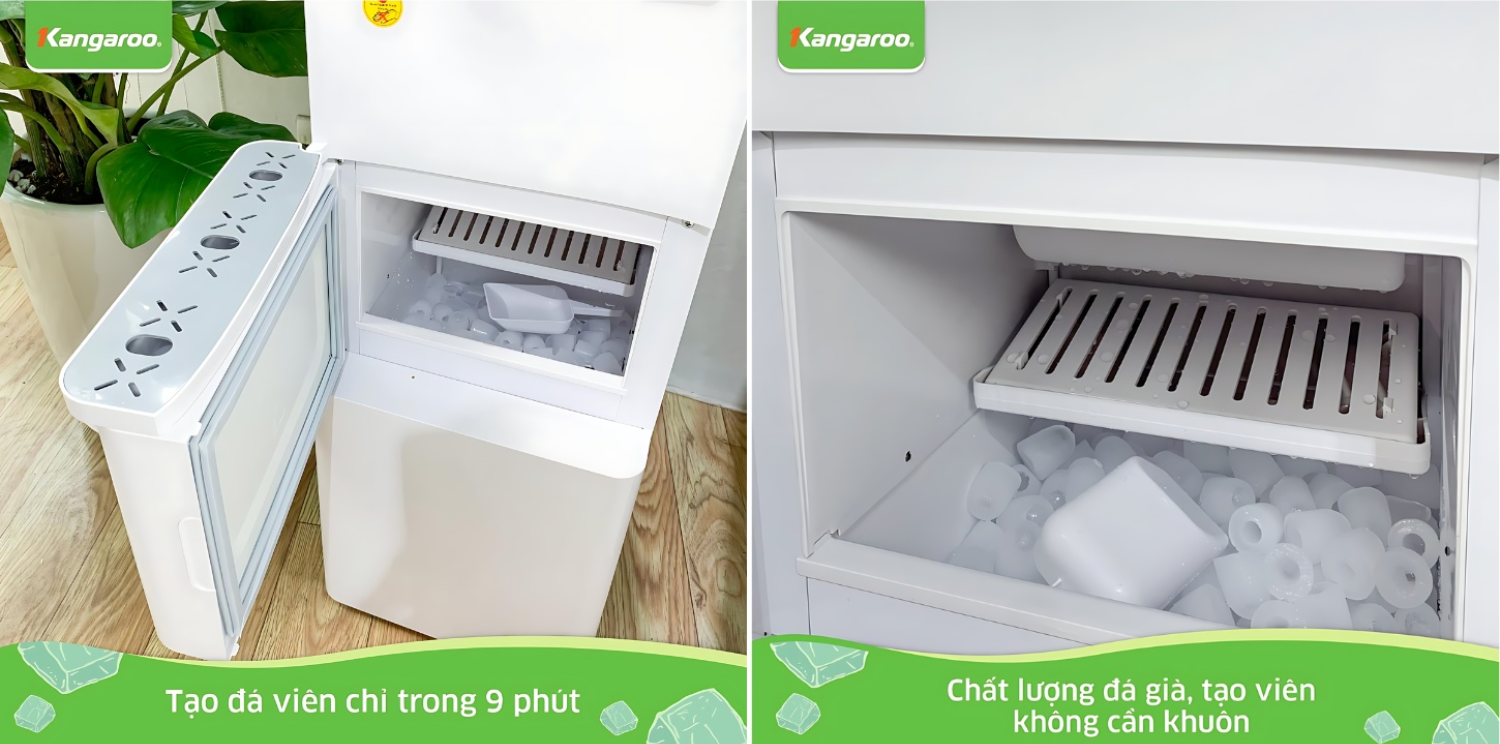 Máy Kangaroo KG65A3 có thể tạo ra mẻ đá viên tinh khiết chỉ trong vòng 9 phút