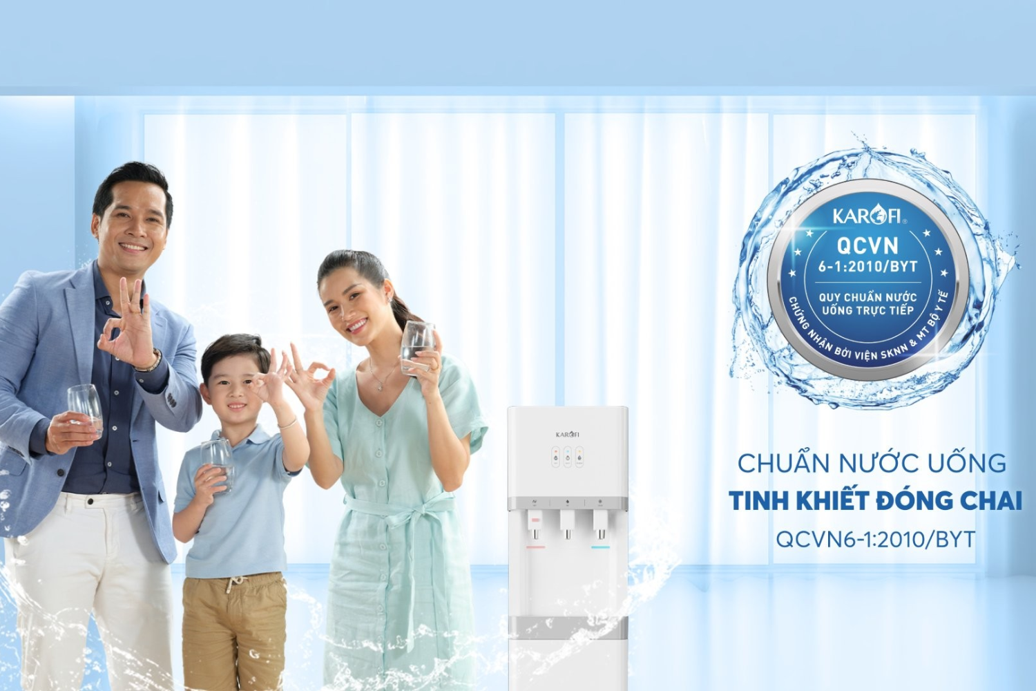 Karofi HCV208RO đạt chứng nhận nước uống chuẩn tinh khiết đóng chai