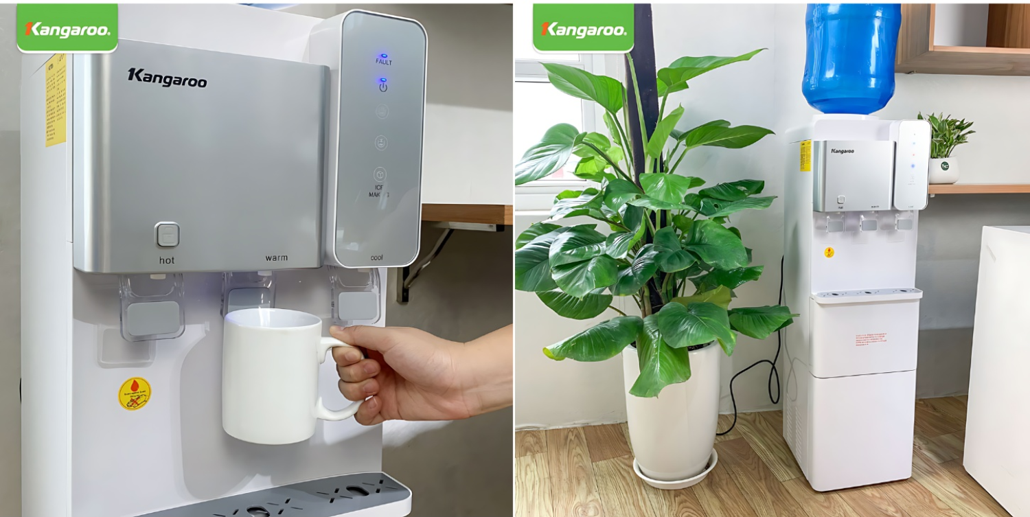 Cây nước nóng lạnh Kangaroo KG65A3 nổi bật với thiết kế tủ đứng thanh lịch