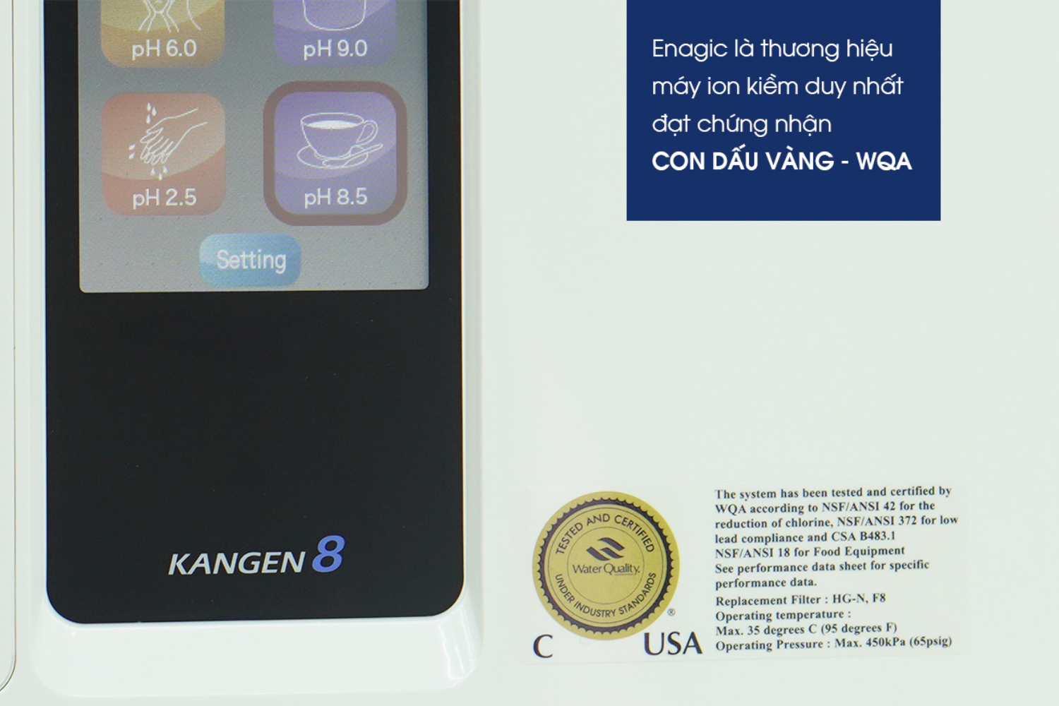 Enagic đã hơn 9 năm liên tiếp đạt chứng nhận Con dấu vàng của WQA