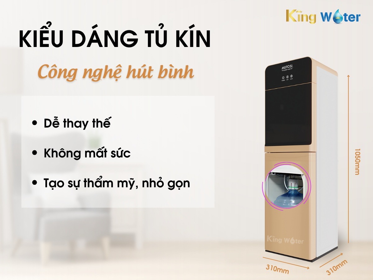 Mutosi MD-280 sử dụng nguồn nước đầu vào từ công nghệ hút bình 20 lít