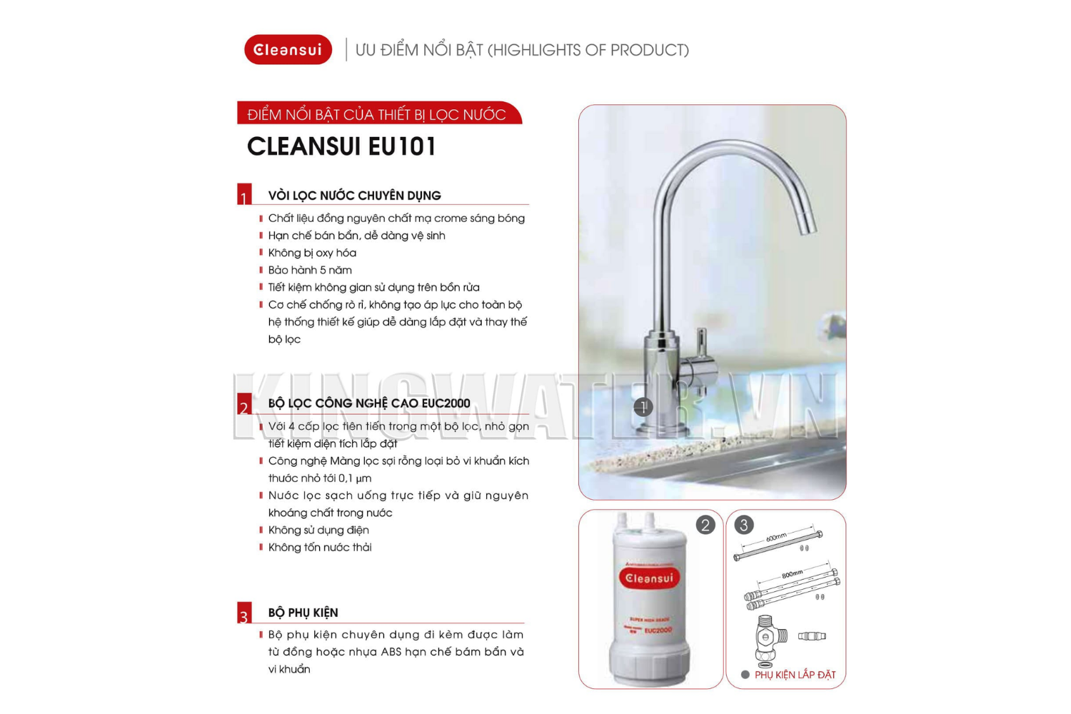 Máy lọc nước Cleansui EU101 không dùng điện và siêu bền bỉ