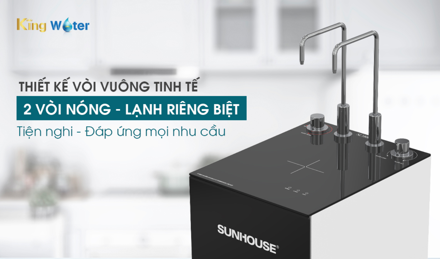 Tích hợp ba nhiệt độ nước trong hai vòi nước kim loại không gỉ sáng bóng