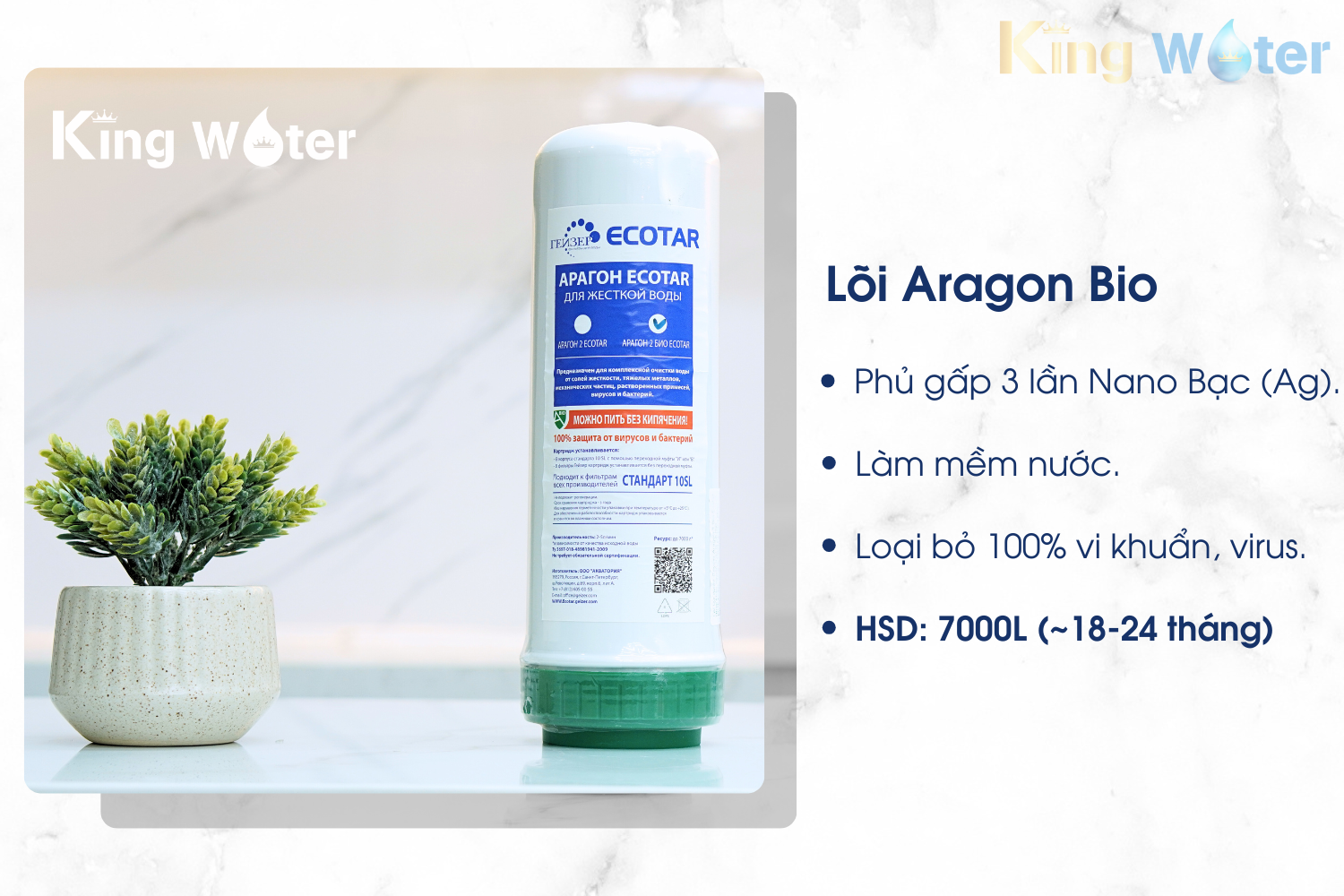 Lõi lọc Aragon&nbsp;Bio (New) cũng thiết kế theo đặc thù nguồn nước Việt Nam