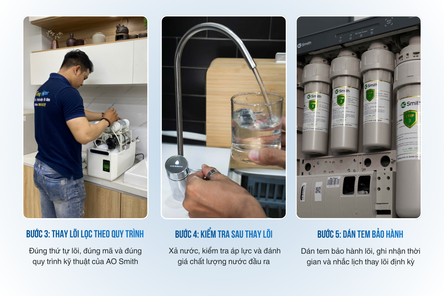 Quy trình thay lõi lọc AO Smith tại KingWater