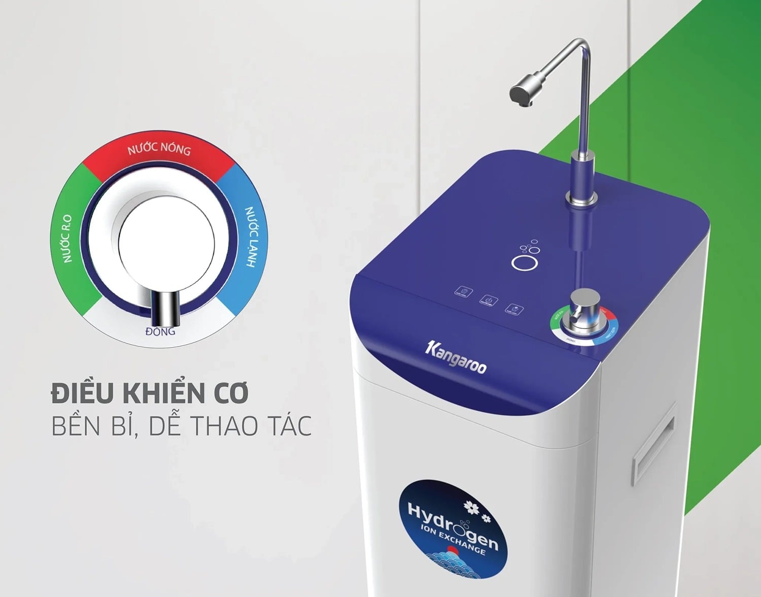 Máy lọc nước Kangaroo KG10A7S trang bị điều khiển cơ tiện lợi