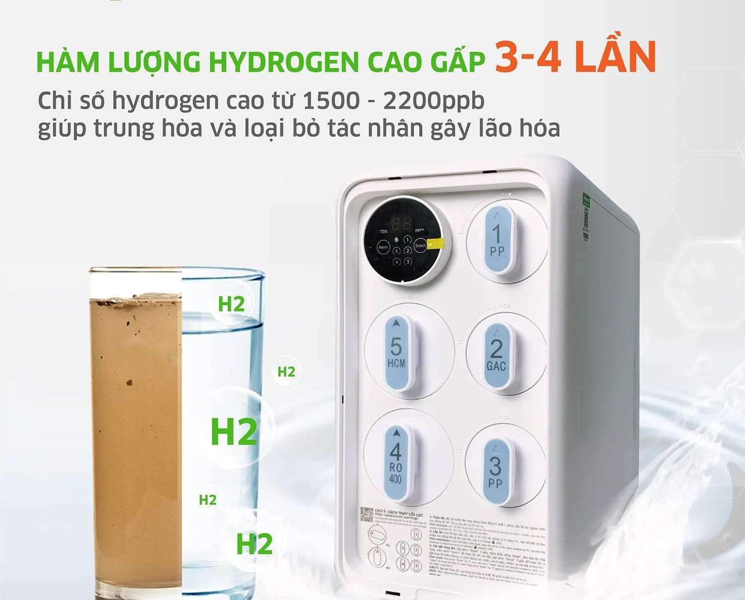 Kangaroo KG400HU có hàm lượng hydrogen cao, tốt cho sức khoẻ