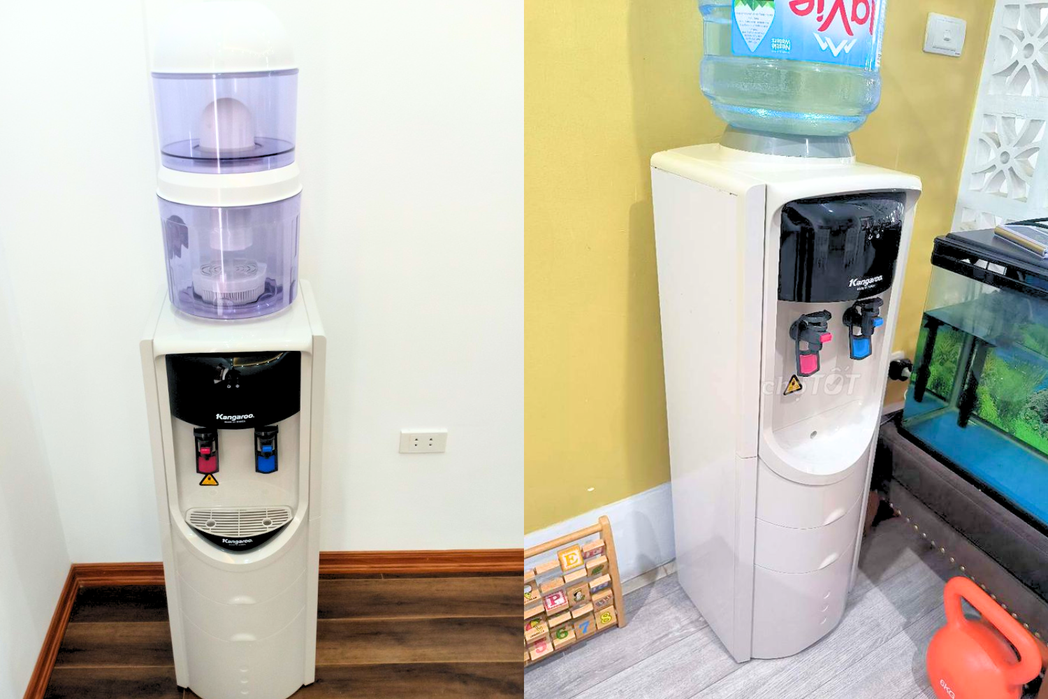 Người dùng chỉ cần đặt bình nước 20 lít (không phân biệt thương hiệu) vào vị trí