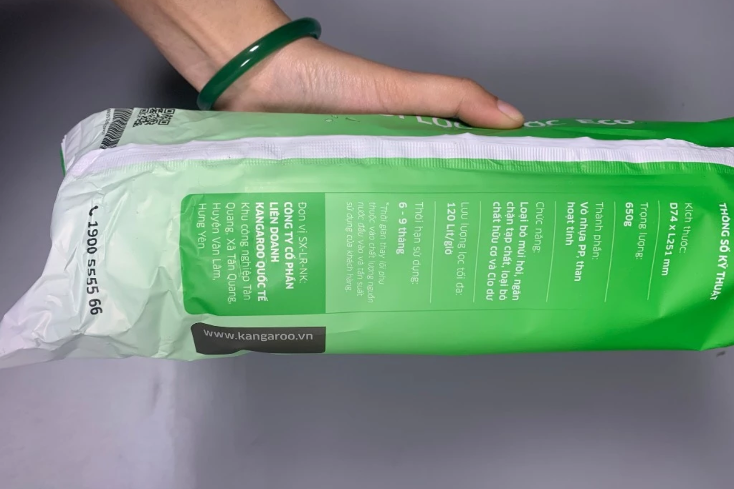 Lõi Kangaroo Eco số 2 hấp thụ hóa chất, clo dư