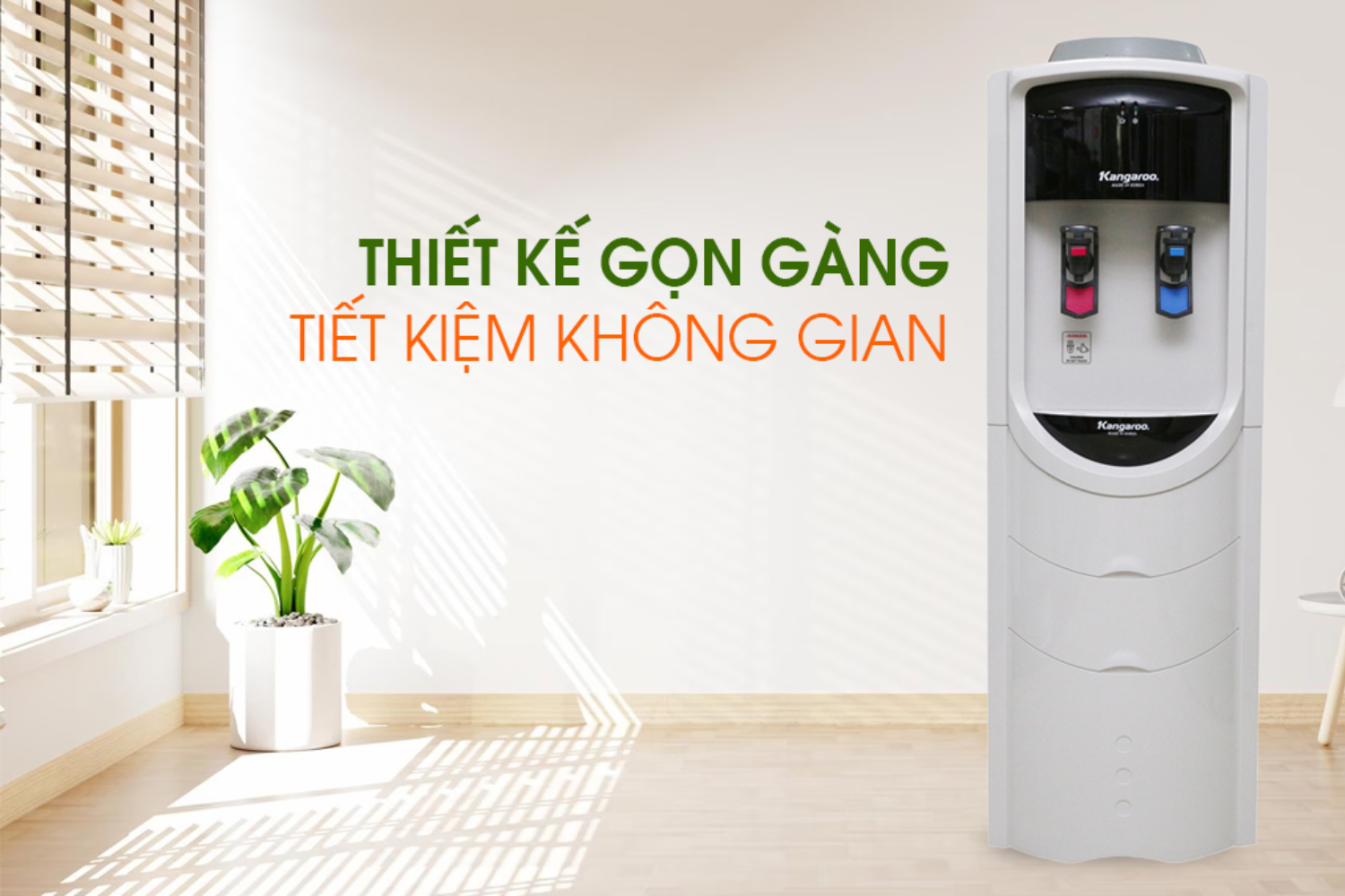 Máy làm nóng lạnh Kangaroo KG46 có thiết kế tinh gọn, thanh lịch