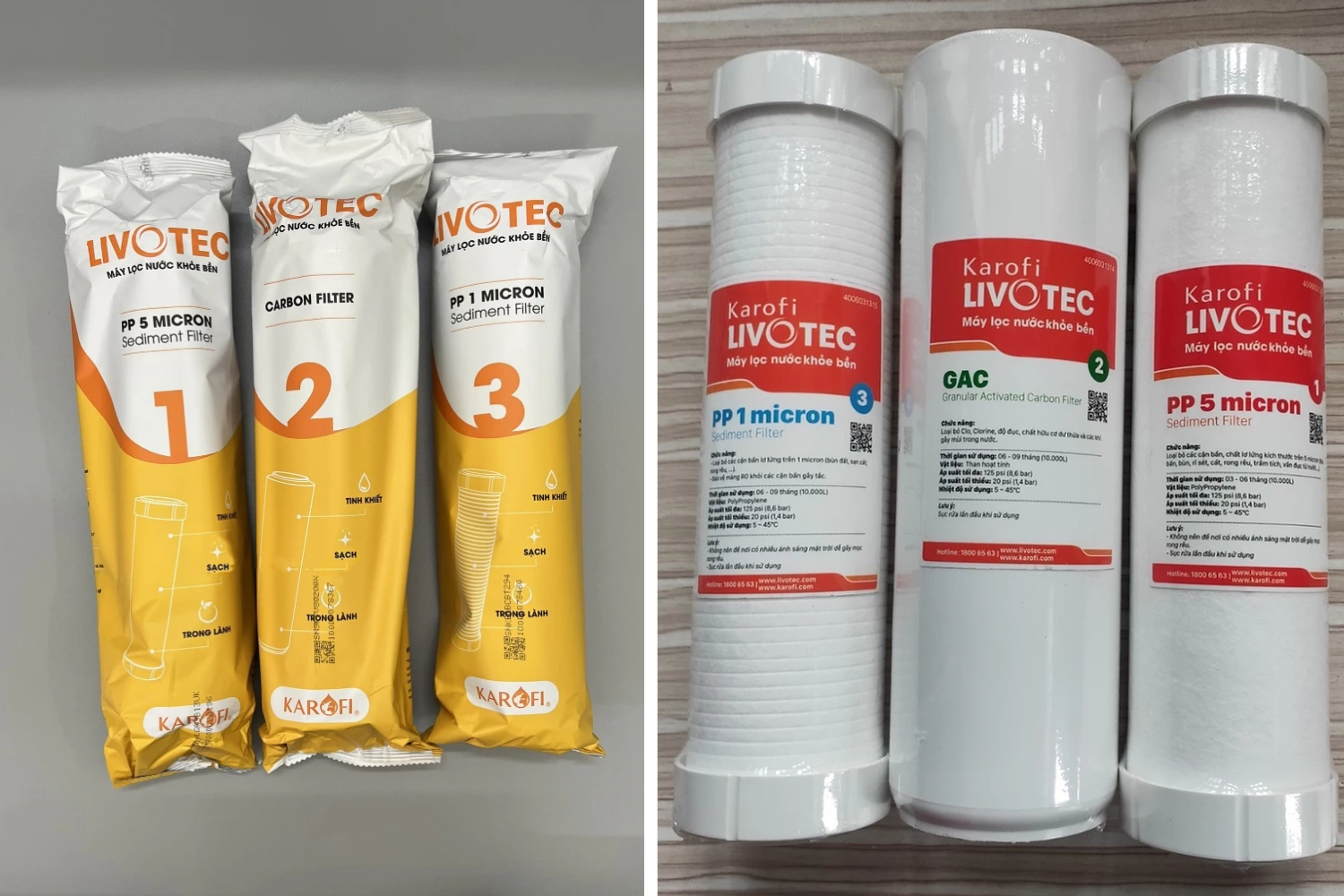 Bộ 3 lõi lọc thô Karofi Livotec