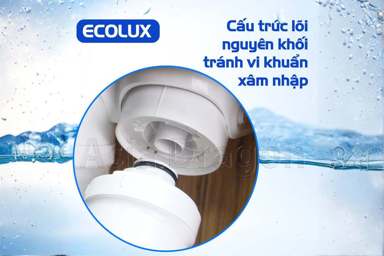 Cấu trúc lõi lọc nguyên khối trong máy Ecolux