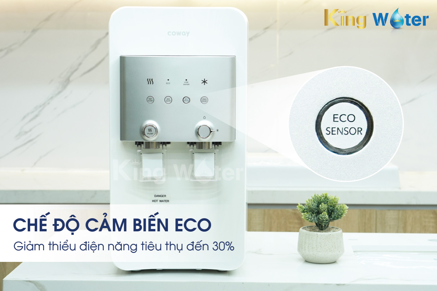 Chế độ cảm biến Eco trên máy Coway CHP-264L sử dụng cảm biến ánh sáng