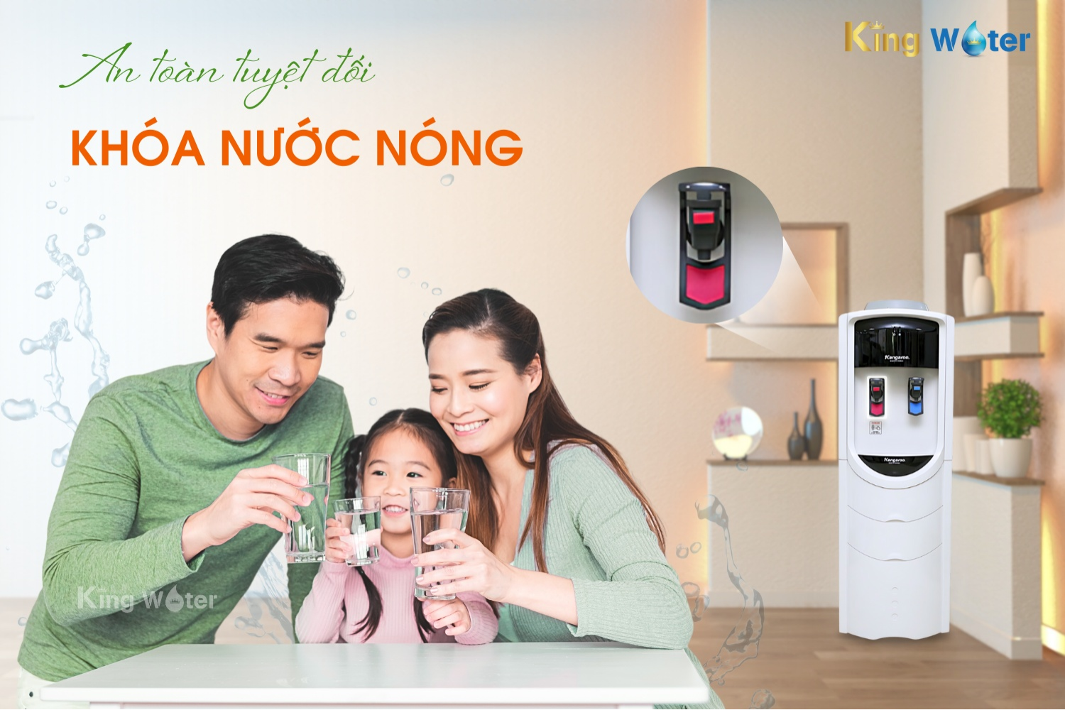 Khóa nước nóng an toàn, tránh được các sự cố đáng tiếc xảy ra