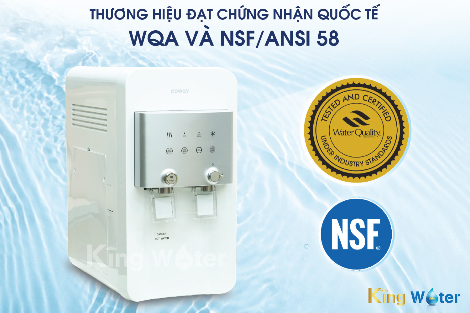 Chứng nhận lớn nhất của Coway là con dấu vàng quốc tế (WQA’s Gold Seal)
