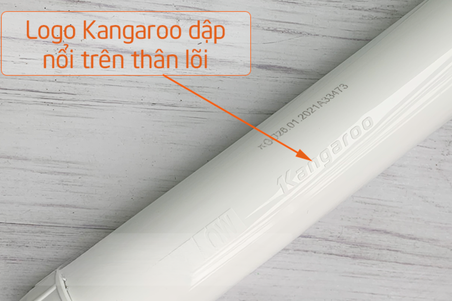 Trên thân mỗi lõi lọc Kangaroo chính hãng, chữ&nbsp;KANGAROO phải được dập nổi rõ ràng