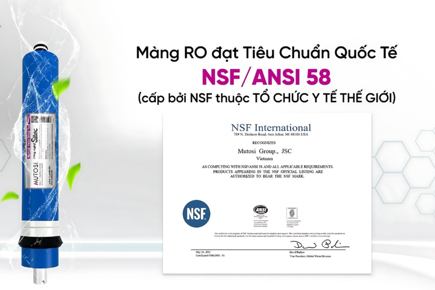 Màng lọc RO Slitec (Hàn Quốc) Đạt chứng nhận quốc tế NSF/ANSI 58