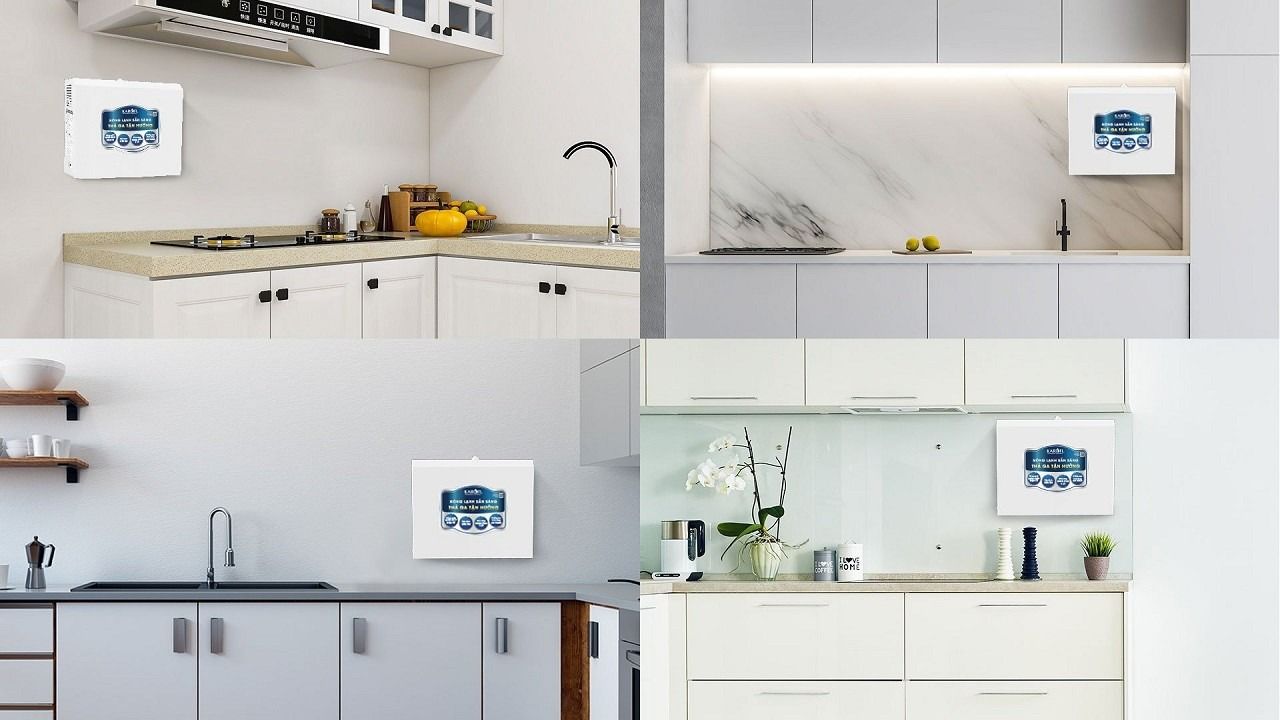 Thiết kế treo tường gọn gàng, tiết kiệm diện tích cho không gian bếp