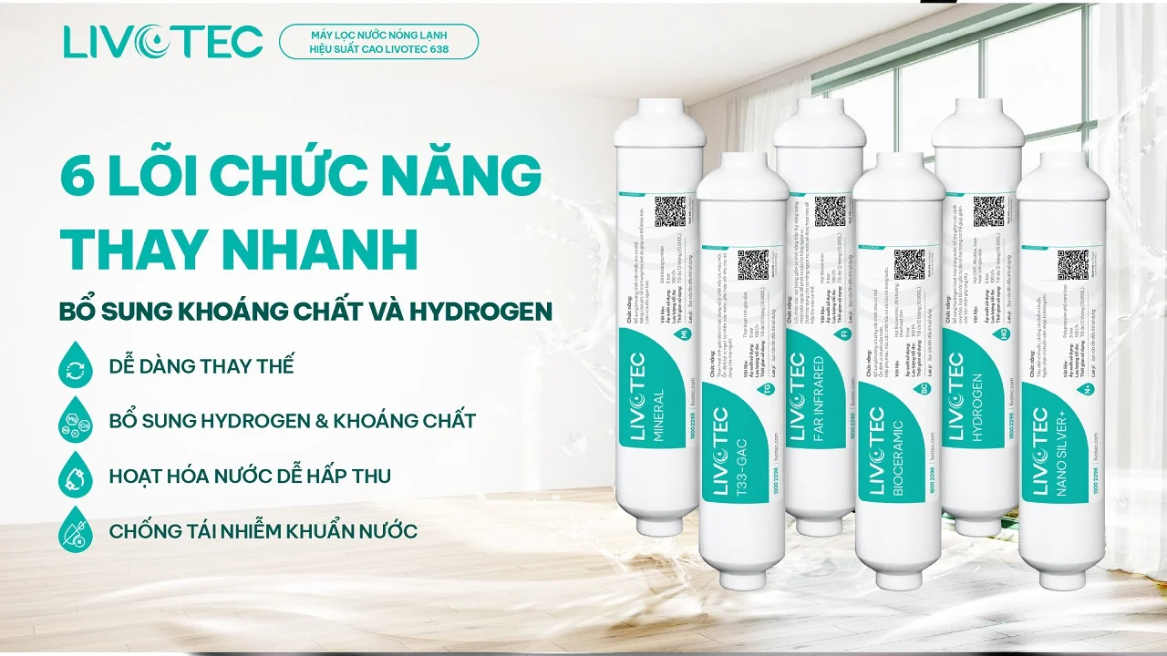 Lõi lọc Hydrogen bổ sung khoáng và chống oxy hóa