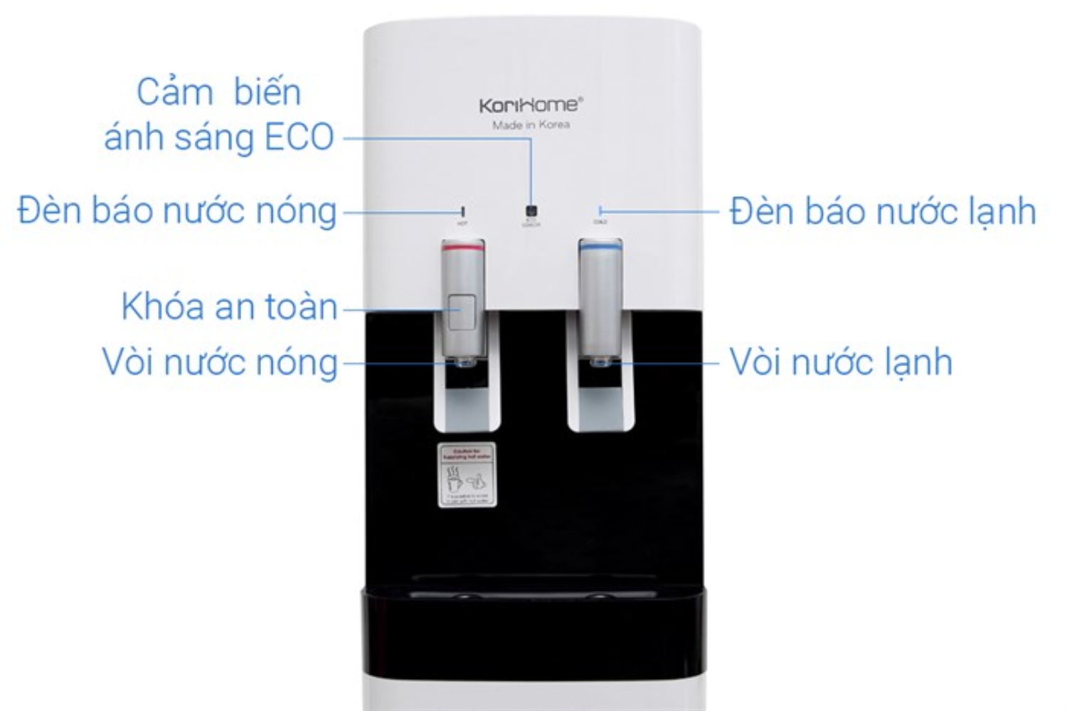 Máy lọc nước Korihome WPK-818 được trang bị 2 vòi nước độc lập