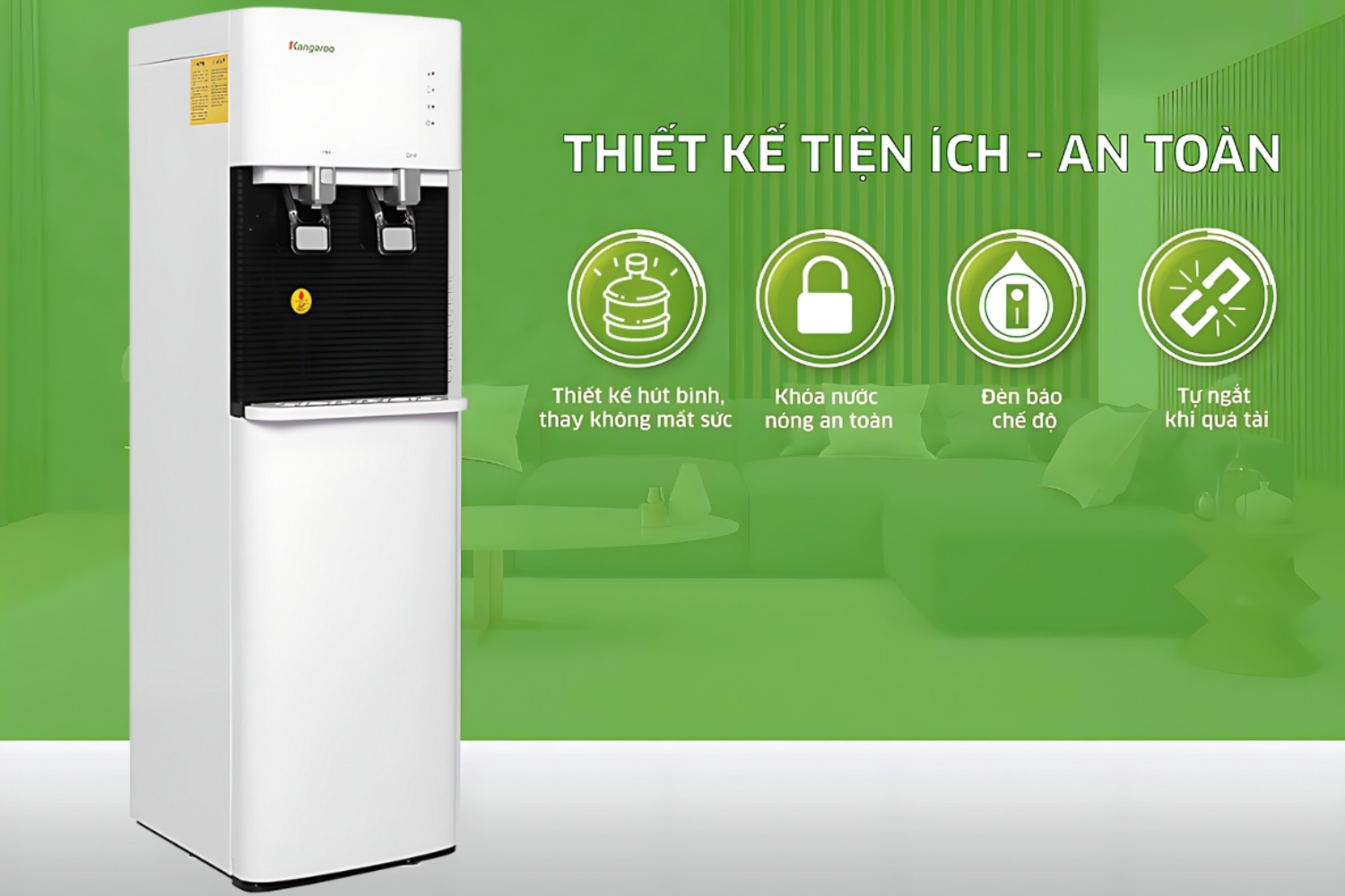 Máy làm nóng lạnh Kangaroo KG49A3 có thiết kế tinh tế, thanh lịch