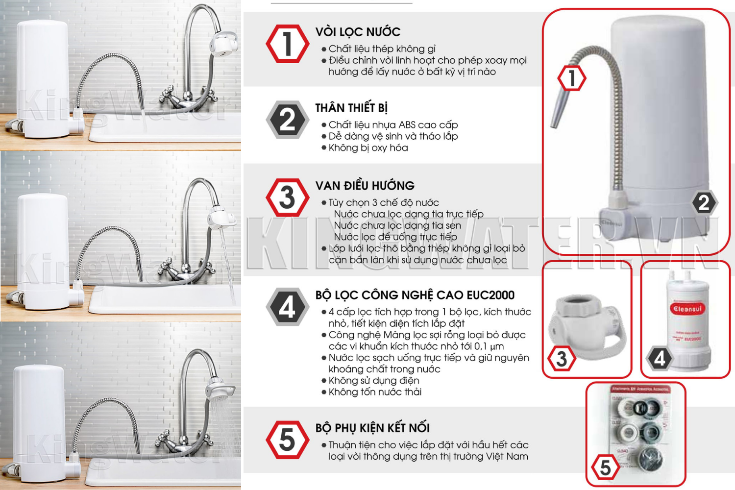 Vòi nước máy Mitsubishi Cleansui ET101 thiết kế tiện lợi dễ sử dụng