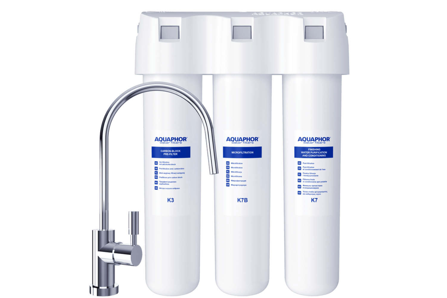 Máy lọc nước Aquaphor Crystal Eco được thiết kế với sắc trắng trang nhã