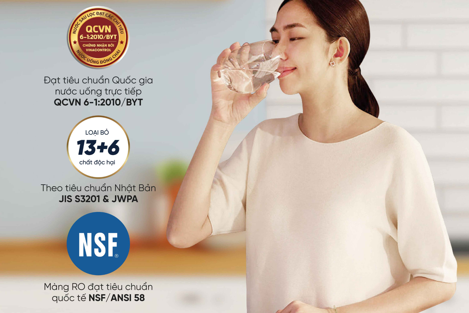 Nước sau khi lọc đạt tiêu chuẩn nước đóng chai QCVN 6-1:2010 BYT