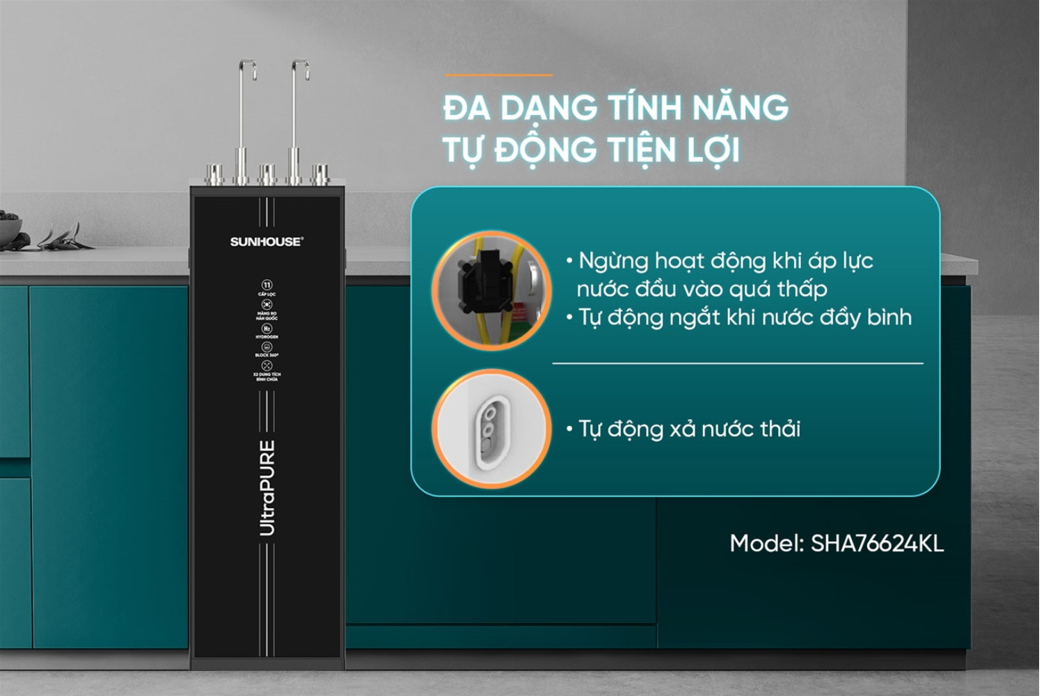 Sunhouse SHA76624KL được trang bị hệ thống vi mạch điều khiển thông minh