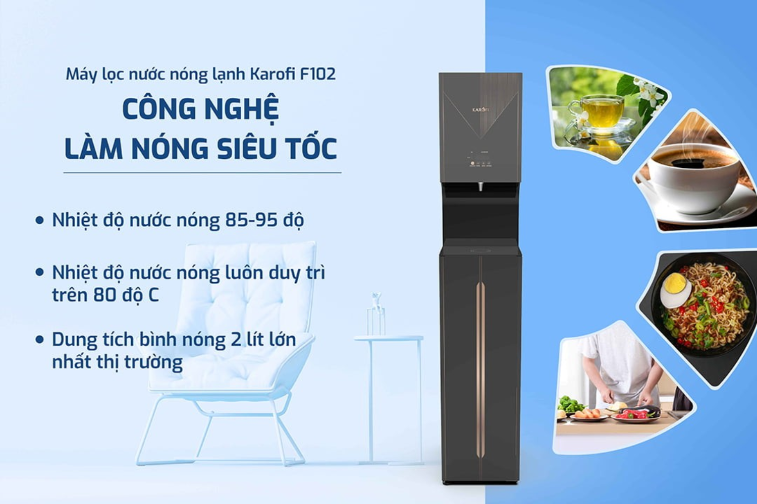 Karofi KAD-F102 đáp ứng toàn bộ nhu cầu sinh hoạt và làm việc hằng ngày