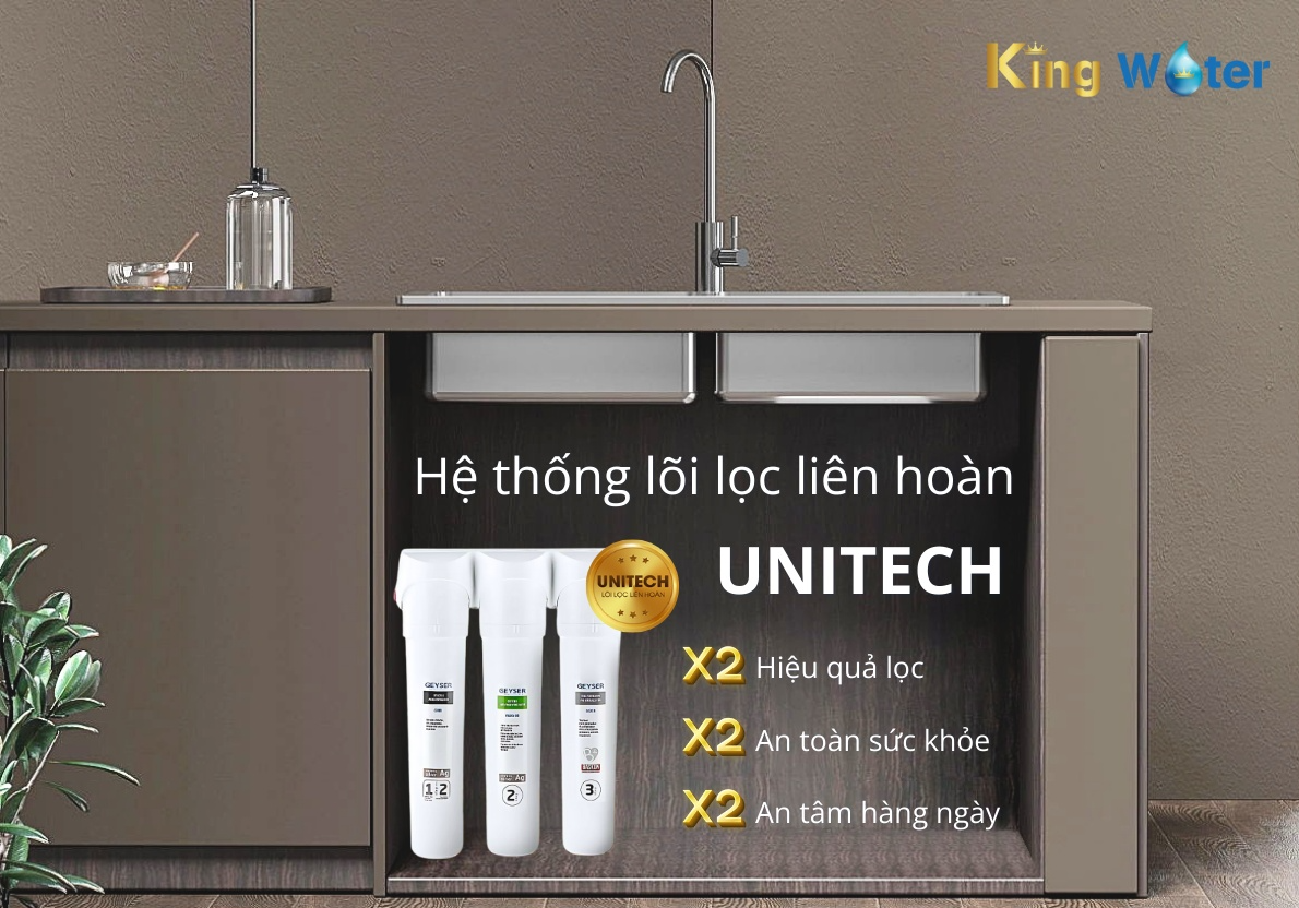 Hệ thống Unitech tích hợp các lõi lọc thành một khối liên hoàn