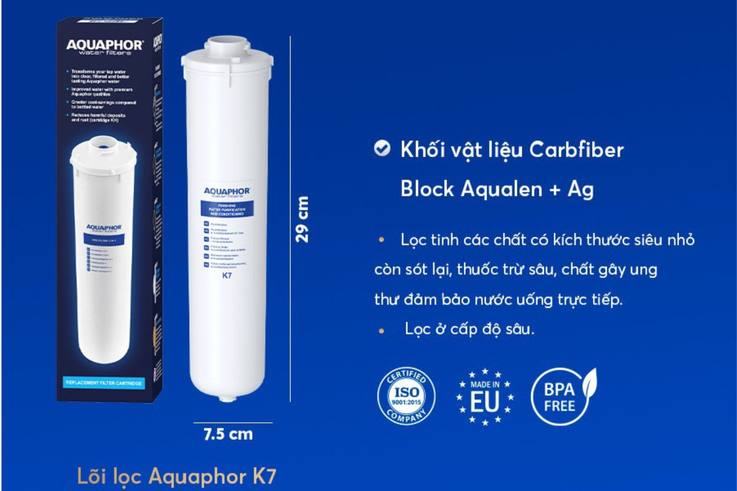 Khối bộ lọc K7 lọc các chất dư thừa còn sót lại