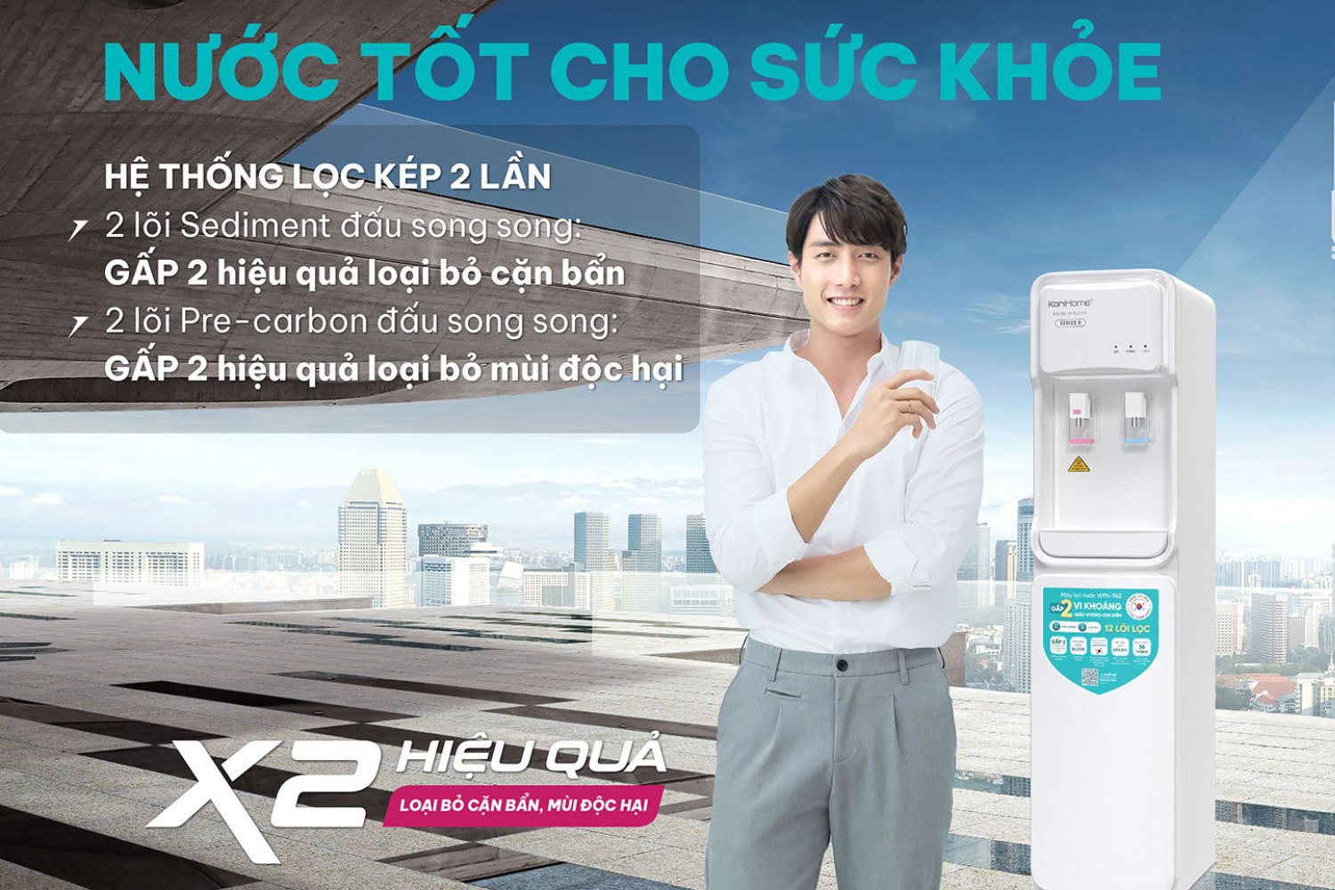 Với Korihome WPK-962, nước sau lọc đạt chuẩn nước uống đóng chai do Bộ Y tế ban hành