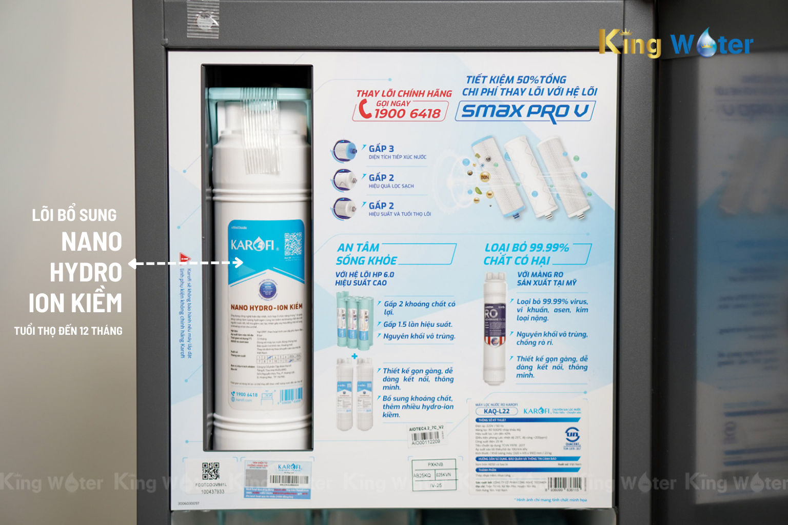 Lõi Nano Hydro-Ion kiềm tích hợp 4 chức năng trong 1