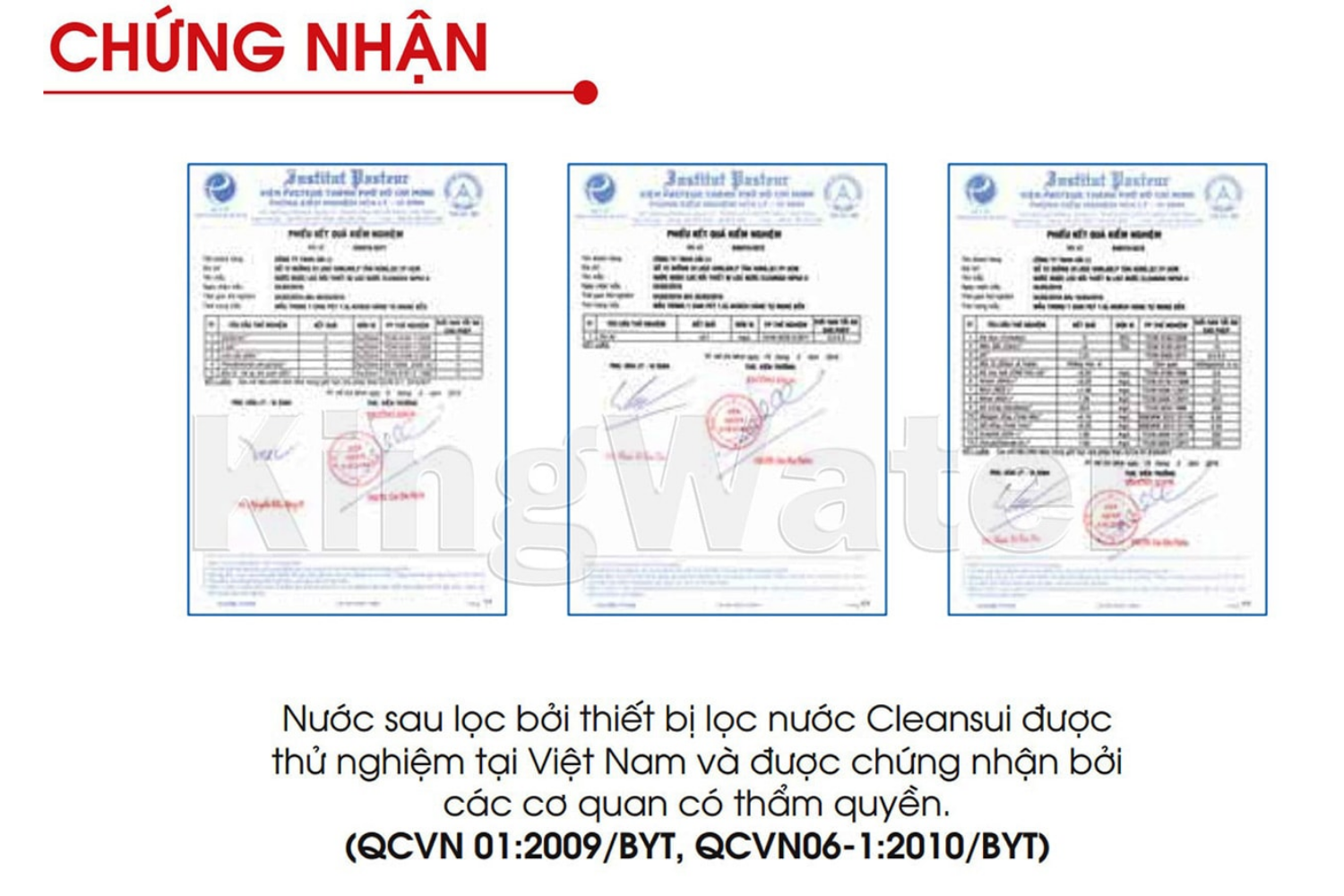 Máy Cleansui MP02-4 đạt tiêu chuẩn nước uống quốc tế