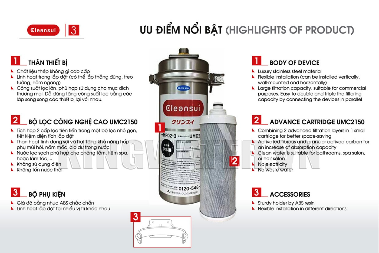 Máy Mitsubishi Cleansui MP02-4 được nhập khẩu 100% từ Nhật Bản