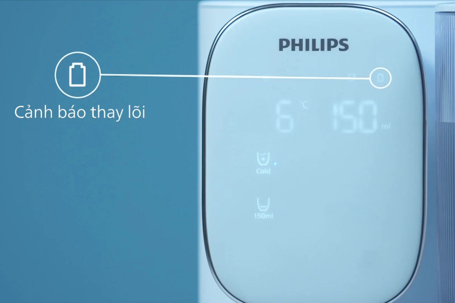 Philips ADD6912WH/74 có chế độ tự hiển thị cảnh báo thay lõi