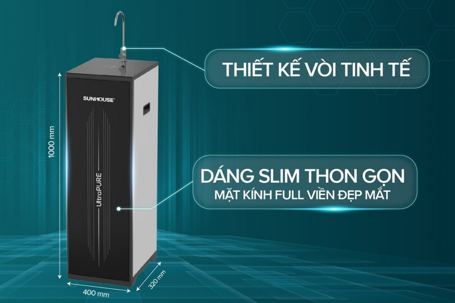 Sunhouse SHA8692K&nbsp;có kiểu dáng slim thon gọn cùng thiết kế vòi tinh tế