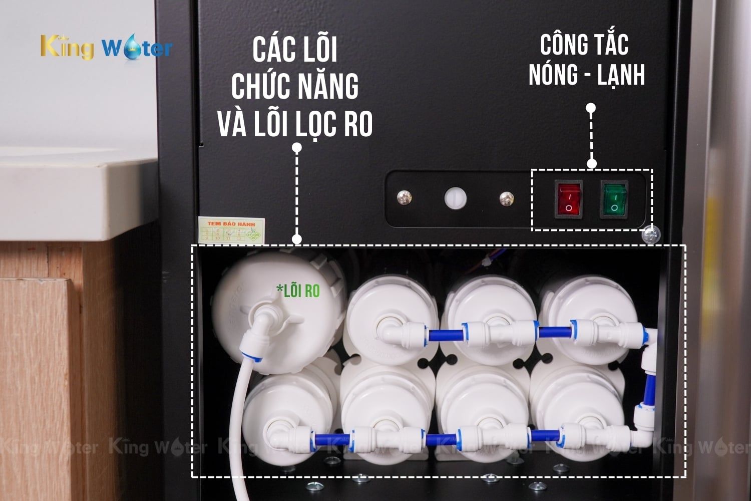 Các lõi chức năng và lõi lọc RO của máy lọc nước nóng lạnh Hydrogen Kangaroo KG11A18