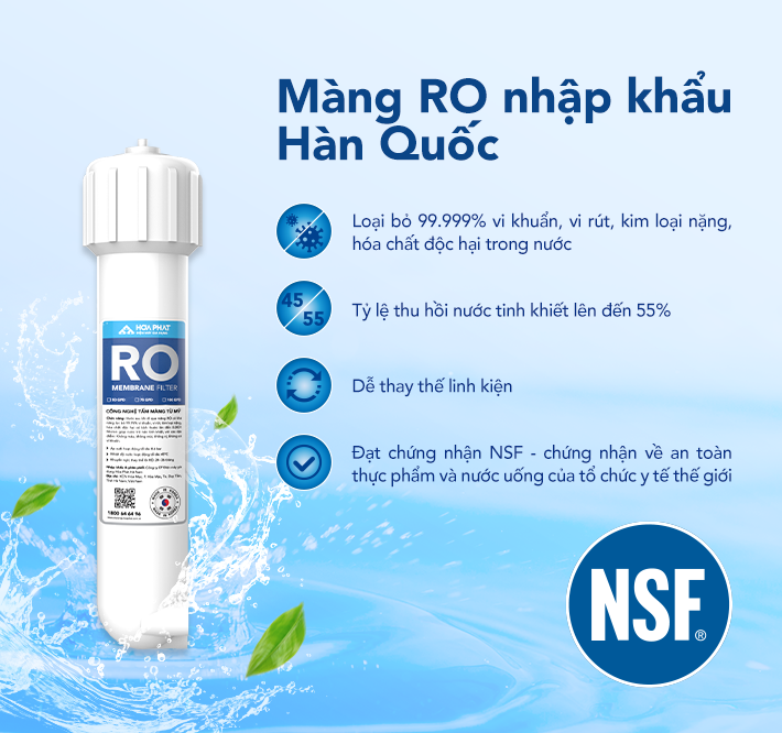 Màng lọc RO cao cấp – Lọc sạch sâu, nước đạt chuẩn uống trực tiếp